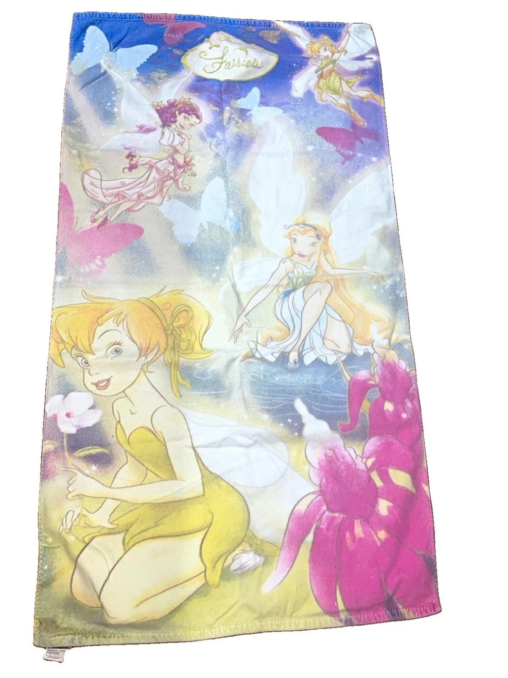 Vintage Y2K Disney Store Tinker Bell Fairies Large Beach Towel